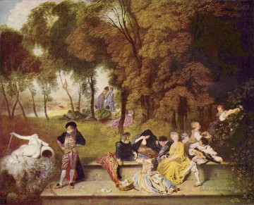 外光の再会 ジャン・アントワーヌ・ワトーの古典的なロココ Oil Paintings